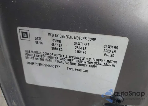 1997 Buick Lesabre Custom Cmi z USA, uszkodzony, nr VIN 1G4HP52K9VH455377